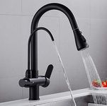 FZHLR Kitchen Faucets Nickel∕Black∕Chrome Crane for Kitchen Water Filter Tap Three Ways Sink Mixer Kitchen Faucet Torneira,Black