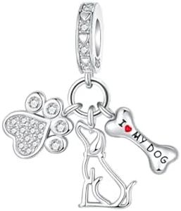 BIZK 925 Sterling Silver Charms For Bracelets and Necklaces Charm Fashion Jewelry for Women Lover Mother and Friend (Dog Paw Bone)