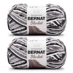Bernat Blanket Super Bulky Acrylic Yarn - 2 Pack of 300g/10.5oz #6 Chunky Chenille Heavy Weight Yarn for Knitting and Crocheting, Amigurumi, Thick Blankets (Gray Storm, 220 Yards 2-Pack)