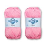 Cottonify Ne 6/4 Pack of 2 100% Combed Cotton Mercerized Crochet and Knitting Yarn| Medium Weight | Gassed & Mercerized Soft Yarn – 186 Yd 100 Grams per Ball | (2, Light Pink 50)