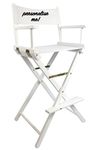 Professional Premium Tall Directors/Make-up/Cosmetic Chair (White Wood Frame) (White Canvas) - FREE PERSONALISATION - Customised, Solid Wood, Gift for her, Made from FSC Wood