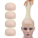 4 Pcs Wig Caps Mesh Wig Stocking Caps for Women Men Kids (Mesh Wig Cap, Beige)