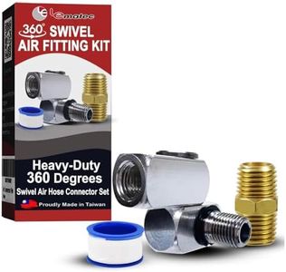 LE LEMATEC Air Compressor Swivel Connector, 360° Swivel Air Hose Fitting, Quick Connect 1/4" NPT Male Adapter & Teflon Tape, Air Fitting for Tools, Sandblaster & HVLP Spray Gun