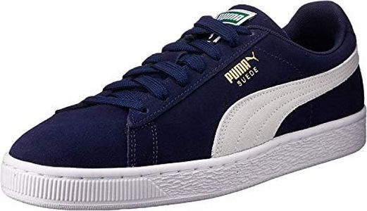 PUMA Men's Suede Classic + Sneaker, Peacoat/White, US 9