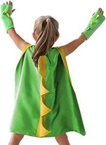 QIAONIUNIU Dinosaur Dragon Cape and Gauntlets Halloween Costume Boy Girl Toddler Dress Up Clothes 3-8 Years Old Color Green