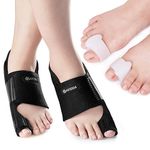 AVIDDA Bunion Corrector - 1 Pair Adjustable Bunion Splints and 2 Pack Gel Toe Separators, Toe Straighteners for Bunion Pain Relief, Overlapping Toes, Hallux Valgus, Crooked Toes (Black)