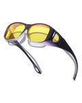 TJUTR Night Vision Driving Glasses for Women Men, Fit Over Wrap Around Eyewear Glasses, Yellow Lens Anti-glare TN8143