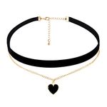 Yolev Black Velvet Choker Necklace Classic Velvet Heart Chokers Necklaces Layered Adjustable Necklaces Jewelry for Women Girls