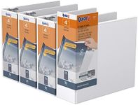 QuickFit View Binder, 3-Ring Binder, Angle D Ring, 4 Inch, White, Pack of 4