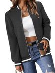 onlypuff Womens Zip Up Sweatshirts Long Sleeve Tops Teen Girl Fall Jacket Outwear with Pockets Dark Grey