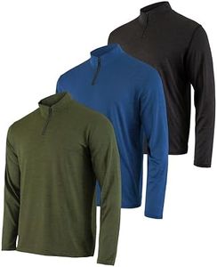Real Essentials Mens Big and Tall King Size Quarter 1/4 Zip Pullover Long Sleeve Athletic Dry Fit Shirt Gym Running Golf Half Zip Top Workout Sweatshirts Sweater Jacket, Set 6, 3X, Pack of 3