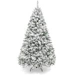 Best Choice Products 6ft Premium Snow Flocked Hinged Artificial Christmas Pine Tree Festive Holiday Decor w/Sturdy Metal Stand - Green