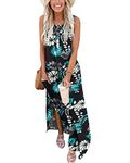 AUSELILY Maxi Dress for Women UK Casual Summer Long Dress Beach Cover-Ups Sun Dresses Women Sleeveless T Shirt Tank Dresses with Pockets