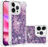 LEMAXELERS Crystal Case for iPhone D Pro Max, Flowing Liquid Quicksand Case Glitter Clear Sparkly Bling TPU Protective Bumper Case for iPhone D Pro Max. YBL Love Purple