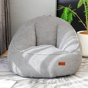 UODERS Giant Bean Bag Chair for Adults, Teens and Kids, Cozy Fluffy Corduroy Beanbag Chair with Filler, Large Floor Lounge Sofa for Living Room, Bedroom, Dorm, Gaming and Reading(L-Slate Grey)