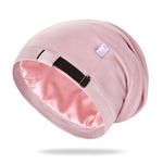 OLESILK Silk Bonnet for Sleeping, 100% Mulberry Hair Bonnet for Curly Hair, No Frizzy Damage Hair, Adjustable for Saty on All Night, Pink