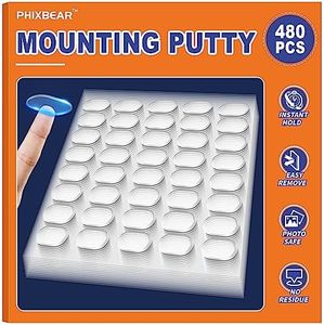 PHIXBEAR 480 Pcs Mounting Putty, Sticky Tack for Wall Hanging Things, Clear Tacky Wall Putty fits Pictures Poster, Removable Non Marking Adhesive Dots 0.31" X 0.51"