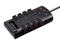 Monoprice 12 Outlet Rotating Surge Protector Power Block/Strip - Black -10ft Heavy Duty Cord | UL Rated, 4,320 Joules with Grounded and Protected Light Indicator