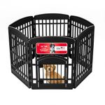 IRIS USA 6-Panel Dog Playpen with Door, 86 cm H, Foldable Puppy Playpen, Indoor/Outdoor Pet Fence for Puppies and Small Dogs, Black