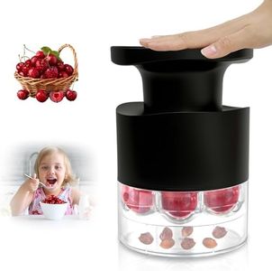 Cherry Pitter - Quick Release Multi Cherries Stoner Pitter 7-in-1, Push Button Cherr'y Core Pit'ter Tool Multiple with Splatter Protector, Pit Seed Remover for Making Jam Cherry Dishes (Balck-7 Holes)