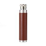 Hip Flask Tube Stainless Steel Pocket Flask for Men Adult Women Liquor Whiskey Bottle (Brown + Silver)