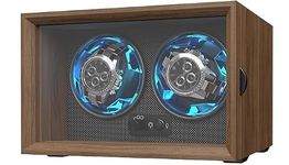 Bequest Dual Watch Winders for Automatic Watches, Double Watch Winder Box for Rolex,4 Rotation Mode Setting,Blue Light,Elastic Watch Pillows for Lady and Man Watches, Brown, Business, High-end,Brown,