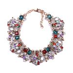 Zthread Bib Statement Necklace Colorful Glass Crystal Collar Choker Necklace for Women Fashion Accessories, crystal-metal, Rhinestone