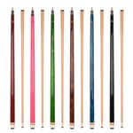 Set of Wrapless ASKA L3 Billiard Pool Cue Sticks, 58" Hard Rock Canadian Maple, 13mm Hard Le Pro Tip, Mixed Weights (Set of 6 Sticks, with Pink)