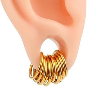 Casvort 10 PCS 16G Seamless Septum Nose Piercing Rings Segment Tragus Hoop Rings Gold 316 Stainless Steel Helix Classic Ring Stack Clickers Ear Plugs Hangers Body Jewelry