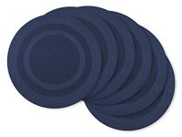 DII Everyday, Easy to Clean Indoor/Outdoor Woven Vinyl 14" Round Double Border Placemats, Nautical Blue, Set of 6