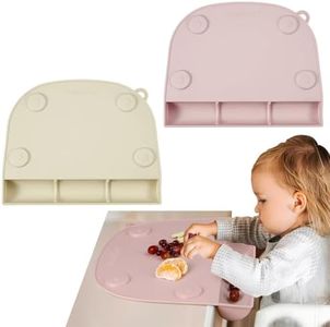PandaEar 2 Pack Silicone Placemat for Toddlers Kids with Suction, Toddler Place Mat for Dining Table & Restaurants That Stick to Table with Food Catching Pockets