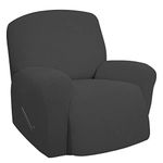 Easy-Going Recliner Stretch Sofa Slipcover Sofa Cover 1 Piece Furniture Protector Couch Soft with Elastic Bottom Kids,Polyester Spandex Jacquard Fabric Small Checks(Oversize Recliner,Dark Gray)