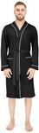 NY Threads Luxurious Men's Cotton Robe Knit Bathrobe (X-Large, Black)