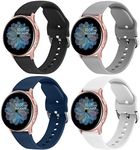 [4 Pack] Straps for Samsung Galaxy Watch Active 2 40mm 44mm & Galaxy Watch Active & Galaxy Watch 3 41mm & Galaxy Watch 42mm, 20mm Soft Silicone Bands Replacement (01 Black+Blue+Grey+White, Small)