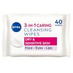 NIVEA Biodegradable Cleansing Wipes Dry Skin (40 sheets), Biodegradable Wipes made from 100% Plant Fibres, Make-Up Wipes, Face Wipes Makeup Remover, Packaging May Vary