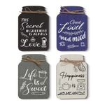 decalmile 4 Pieces Kitchen Quotes Wooden Wall Art Rustic Farmhouse Wood Wall Hangings Vintage Wooden Table Decor Dining Room Living Room Bar Wall Decor