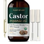 Castor Oil by Plant of Life - USDA Organic, 100% Pure, Cold-Pressed, Hexane-Free - Strengthen, Repair for Hair, Eyebrow, Eyelash - (FREE KIT INCLUDED) (2oz (60mL))