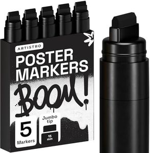 ARTISTRO 5 Black Acrylic Paint Pens, Acrylic Paint Markers Jumbo Tip, Fabric Markers for Textile, Canvas, Rock, Glass, Wood, Paper, DYI, Paint Markers for Kids and Adults