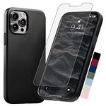 AloCase Compatible with iPhone 13 Pro Max Case Black Silicone with Screen Protector [6ft Drop Tested] Slim Protective Phone Cover w/Microfiber Lining for Women & Men