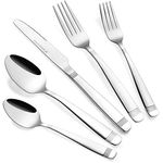 dokaworld Stainless Steel Flatware - Silverware Set for 8-40 Piece Cutlery Set - 18/10 Flatware Set - Silverwear Set - Dinnerware Stainless Steel Flatware Set - Spoons and Forks Set Stainless Steel