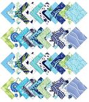 Soimoi Precut 10-inch Beach Ocean Prints Cotton Fabric Bundle Quilting Squares Charm Pack DIY Patchwork Sewing Craft- Blue