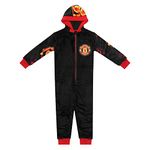 Manchester United FC Official Football Gift Kids Fleece Hooded All-in-One 9-10 Years Black