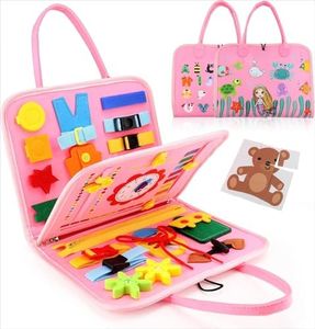 Busy Board for Toddlers 1-3, Busy Books for Toddlers 1-3, Montessori Toys for Toddlers 1 Year Old, Travel Toys for Toddlers 1-3 for Plane, Toddler Busy Book 1 2 3 Year Old, Quiet Book (Pink)