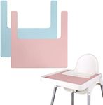 High Chair Placemat, 2 Durable for IKEA High Chair Mat, Clean and Hygienic, Suitable for IKEA Antilop Highchai, for Toddlers and Babies (Pink/Blue)