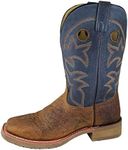 Smoky Mountain Boots | Parker Series | Men’s Western Boot | Square Toe | Durable Leather | Rubber Sole & Block Heel | Man-Made Lining & Leather Upper | Steel Shank, Brown/Navy, 13