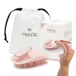 Manta Anti Breakage Hair Brush, Gentle Wet & Dry Hair Detangler Hairbrush for All Hair Types, Soft Scalp Shower Hair Brush, Promote Healthy Hair Growth, Hairbrushes for Women Men, Pink