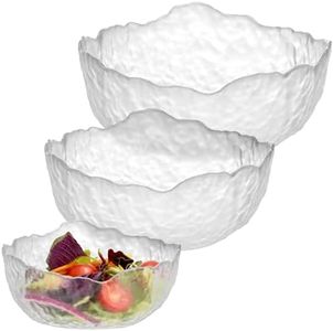 Navaris Glass Salad Bowl Set - Decorative 3-Piece Dish Set (Small, Medium, Large) - Perfect for Desserts, Fruit, Punch, and Trifle - Mixing & Serving Bowls for Hot & Cold Food