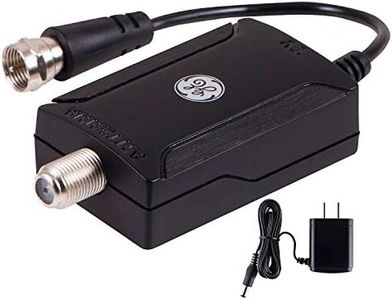 GE Indoor TV Antenna Amplifier Low Noise Antenna Signal Booster Clears Up Pixelated Low-Strength Channels HD TV Digital VHF UHF AC Power Adapter Black 42178