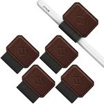 Fintie 4 Pack Pen Loop Holder for Apple Pencil Pro, Apple Pencil (USB-C) & Apple Pencil (1st / 2nd Gen) and Stylus Pens, Elastic Adhesive Leather Pen Sleeve Attached to Cases, Vintage Brown