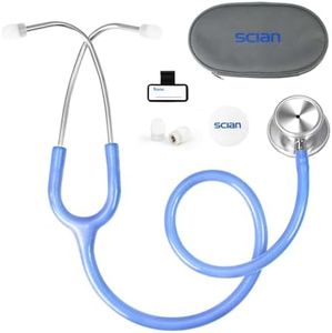 SCIAN Dual Head Stethoscope for Nurses, Kids, Adults, Classic Stainless Steel Stethoscope Kit Medical Supplies with Free Accessories and Carrying Case, Pearlescent Blue Tube